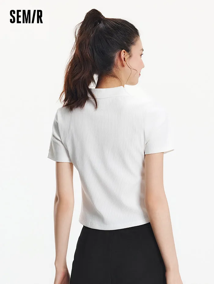 Women's Polo T-Shirt With Front Zipper