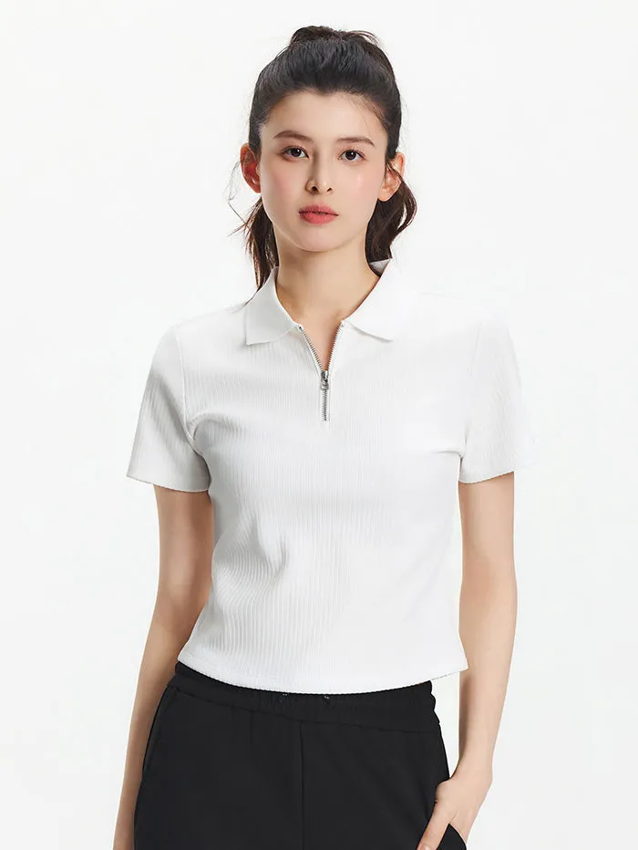 Women's Polo T-Shirt With Front Zipper