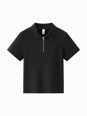 Women's Polo T-Shirt With Front Zipper