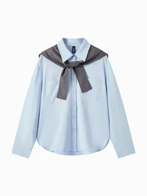 Women's Shirt Wih Scarf Detail On Shoulder