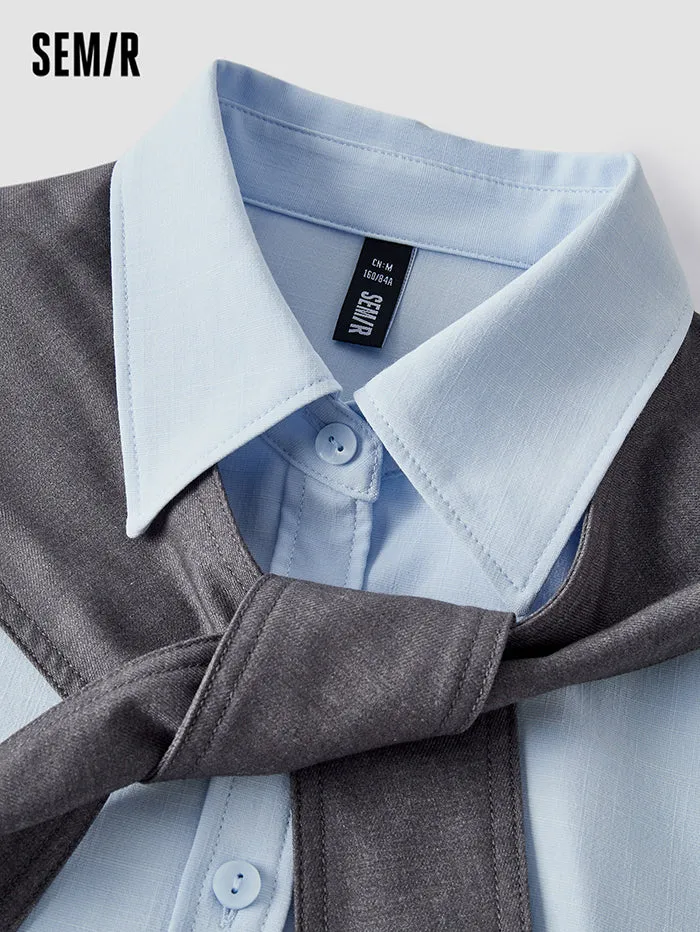 Women's Shirt Wih Scarf Detail On Shoulder