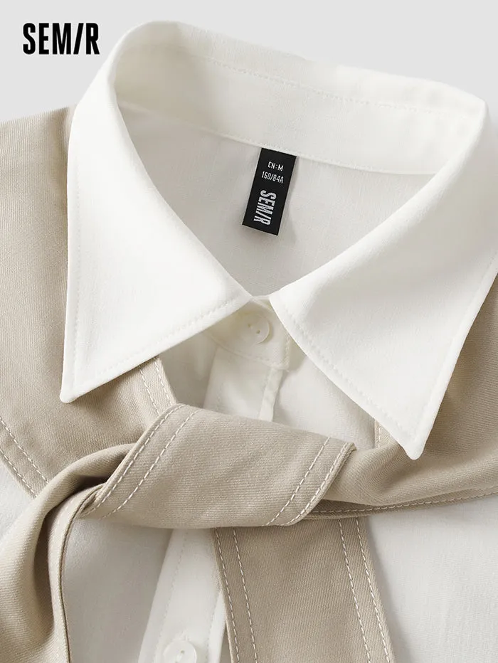 Women's Shirt Wih Scarf Detail On Shoulder